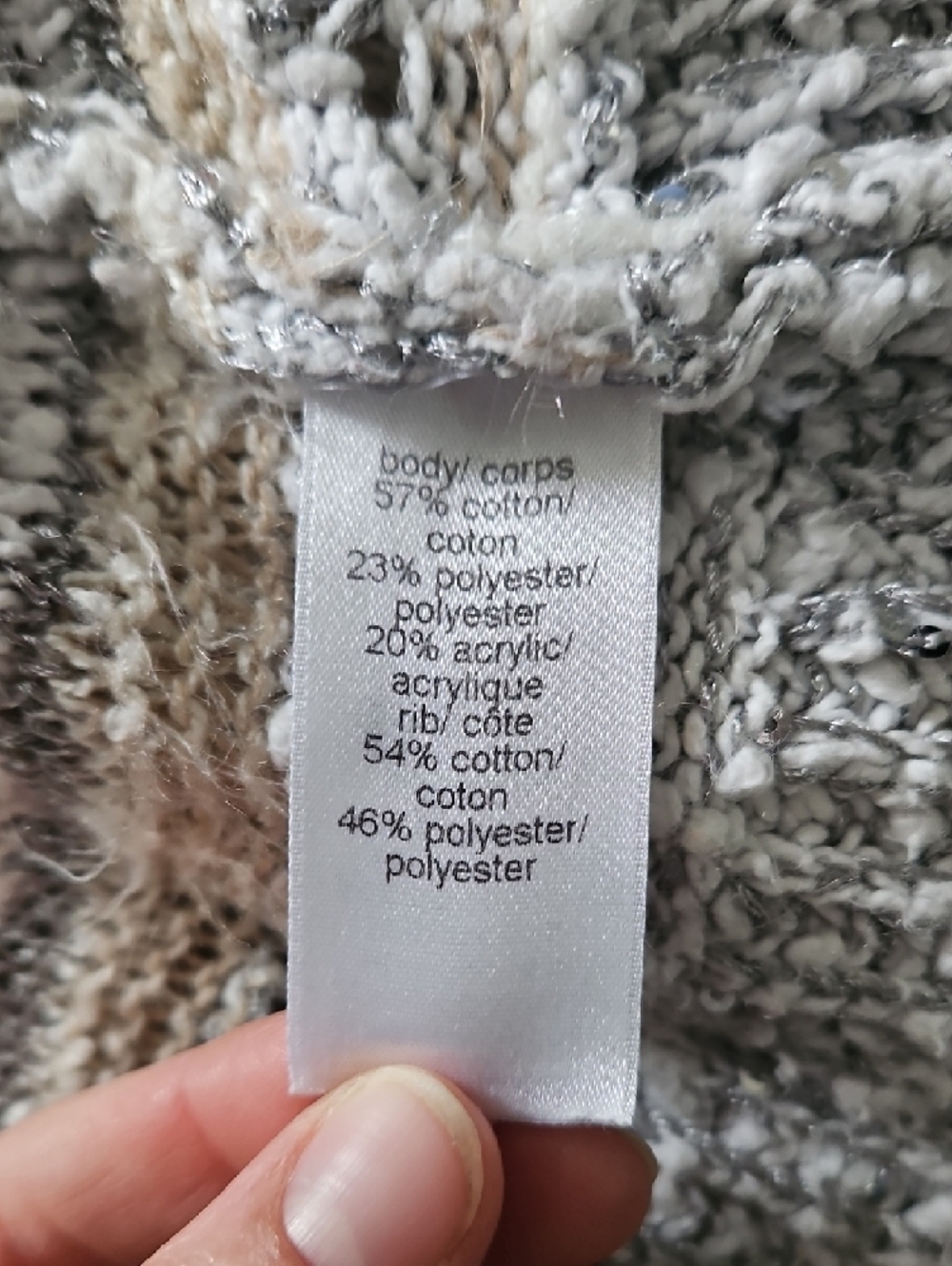 Maurices Gray and Cream Mixed-Knit Open Front Cardigan - Picture 3 of 3